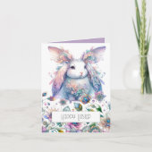 Carte Pâques Bunny Fleurs Printemps mignonnes (Devant)