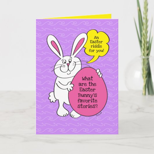 Carte Pâques Bunny Hoppy Stories Riddle For Kids Card (Devant)