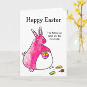 Carte Pâques Bunny rose (Fleur jaune)