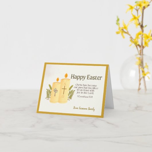 Carte Pâques catholiques personnalisées (Fleur jaune)