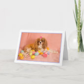 Carte Pâques Chiot Cavalier King Charles Spaniel (Devant)