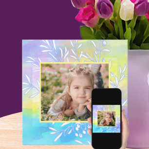 Carte Pâques de cadre photo aquarelle