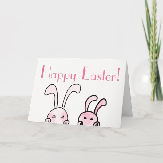 Carte Pâques Deux Bunnies (Devant)