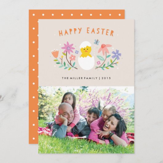 Carte Pâques éclos - Beige (Devant / Derrière)