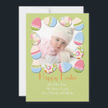Carte Pâques Eggstravaganza<br><div class="desc">Placez un cadre d'oeufs de Pâques décorés autour de votre petit lapin préféré et partagez le plaisir avec tous ceux que vous connaissez. La carte est facile à customiser avec votre libellé, police, couleur de police et choix de six types de papier. Pas exactement ce que vous cherchez ? Tous...</div>