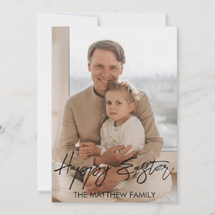 Carte Pâques élégante, famille père Calligraphie photo