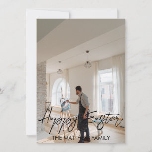 Carte Pâques élégante, famille père Calligraphie photo