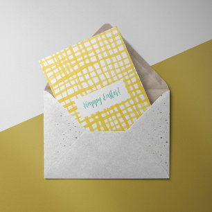 Carte Pâques en vichy jaune