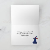 Carte Pâques Folklore avec 2 lapins bleus 🐰 Texte perso (Intérieur)