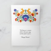 Carte 🐰 Pâques Folklore avec 2 lapins, orange (Intérieur)