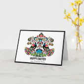 Carte Pâques Folklore avec paons, texte personnalisé (Fleur jaune)