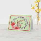 Carte Pâques Grand, Grand, Grand-fille Lapin & Wreath (Fleur jaune)