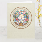 Carte Pâques joyeuses avec du lapin mignon, des oeufs et (Fleur jaune)