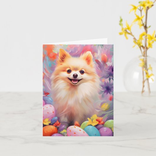 Carte Pâques joyeuses de Poméranie (Fleur jaune)