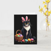 Carte Pâques lapin chat oeuf Bysket (Fleur jaune)