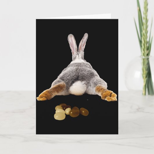 Carte Pâques Lapin Fesses Queue Drôle Caca Jelly Beans T (Devant)