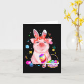 Carte Pâques Lapin Printemps Cochon Bow Oeufs Chasse Pan (Fleur jaune)
