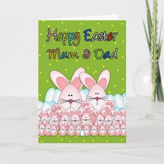 Carte Pâques Maman Et Papa Avec Bunnies Pâques (Devant)