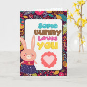 Carte Pâques Mignon Certains Lapin Vous Aime (Fleur jaune)