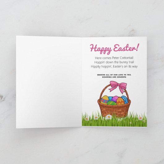 Carte Pâques mignonnes Ajouter le nom de l'enfant Grand- (Intérieur)