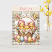 Carte Pâques mignonnes Ajouter le nom de l'enfant Grand- (Fleur jaune)