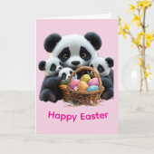 Carte Pâques Ours Panda (Fleur jaune)