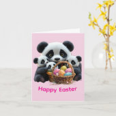 Carte Pâques Ours Panda (Fleur jaune)