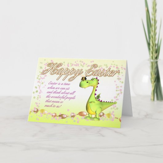 Carte Pâques - Petit Dragon Et Abeille Bumble (Devant)