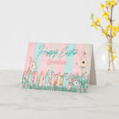 Carte Pâques, Petit-fils, Jardinage du lapin, clôture (Fleur jaune)