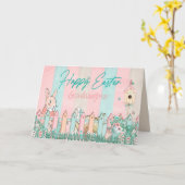 Carte Pâques, Petite-fille, Jardinage du lapin, clôture (Fleur jaune)