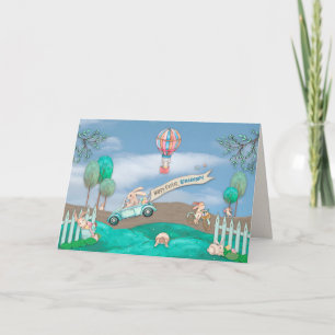 Carte Pâques, Petite-Fille, Petits Lapins Occupés