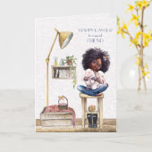 Carte Pâques pour Ami Africaine Américaine (Fleur jaune)