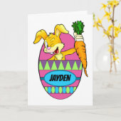 Carte Pâques pour Jayden Ajouter un nom Bunny Carrot (Fleur jaune)