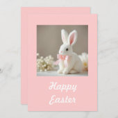 Carte Pâques rose avec Bunny (Devant / Derrière)