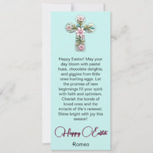 Carte Pâques Rose Floral Cross