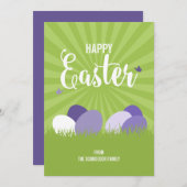 Carte Pâques Ultra Violet & Vert Happy (Devant / Derrière)