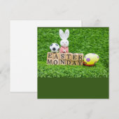 Carte Pâques vacances avec balle de football Pâques Bunn (Devant / Derrière)