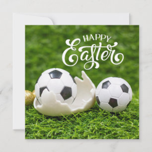 Carte Pâques vacances avec balle de football Pâques Bunn