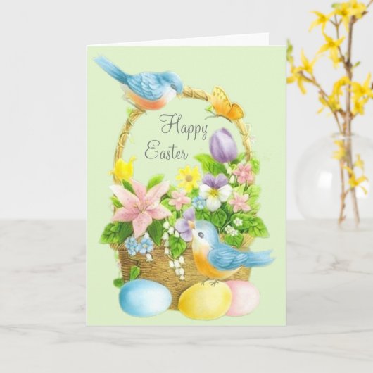 Carte Pâques Vintage (Fleur jaune)