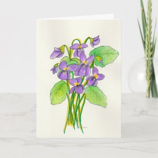 Carte Pâques Violettes Aquarelle (Devant)