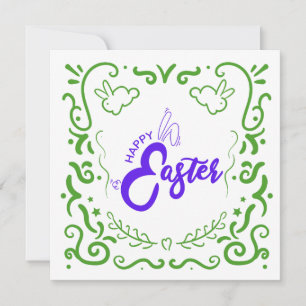 Carte Pâques voeux lapin oreilles