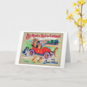 Carte Par Road & Rail en Catland, Louis Wain (Fleur jaune)