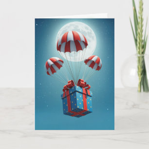 Carte Parachutes qui offrent un cadeau de Noël