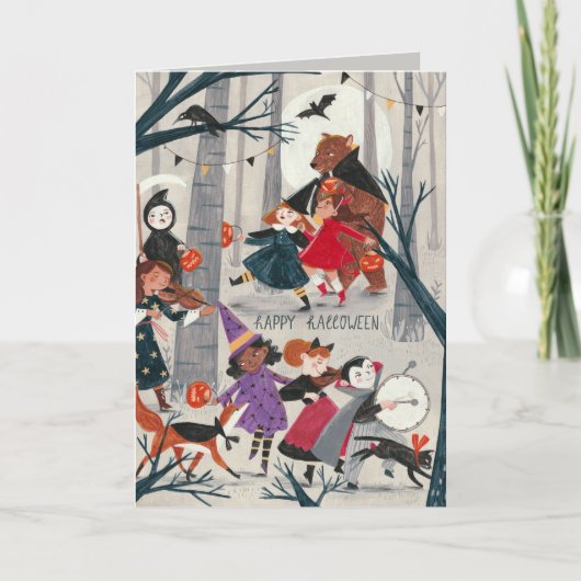 Carte Parade de costumes noirs et rouges d'Halloween (Devant)