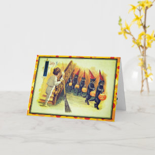 Carte Parade des Chats Noirs Jolly Halloween Vintage