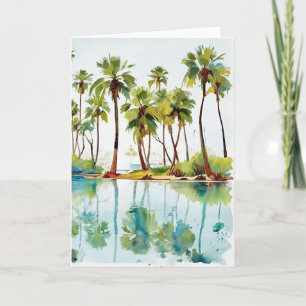 Carte Paradis de vacances Lagune tropicale Aquarelle v3