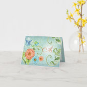 Carte Paradise Inséparables Moderne Floral Swirl Damask (Fleur jaune)