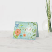 Carte Paradise Inséparables Moderne Floral Swirl Damask (Devant)