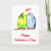Carte Parakeet Inséparables Saint-Valentin Aquarelle (Devant)