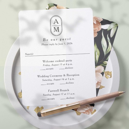 Carte Paraphes d'arc moderne multi événements mariage RS